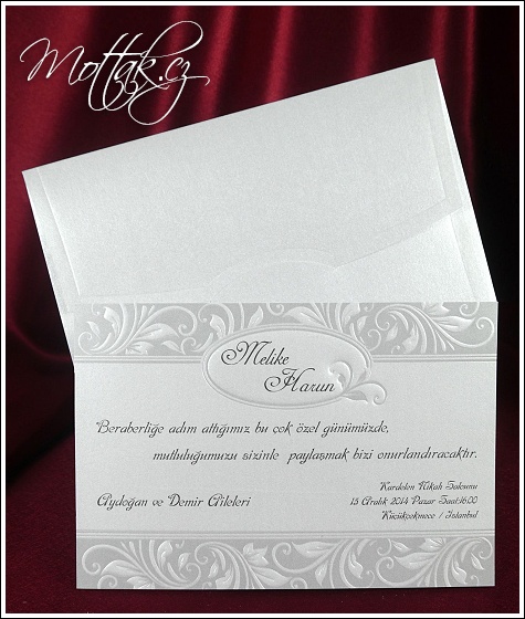 Svatební oznámení 5405 zdobená vysekávaná obálka